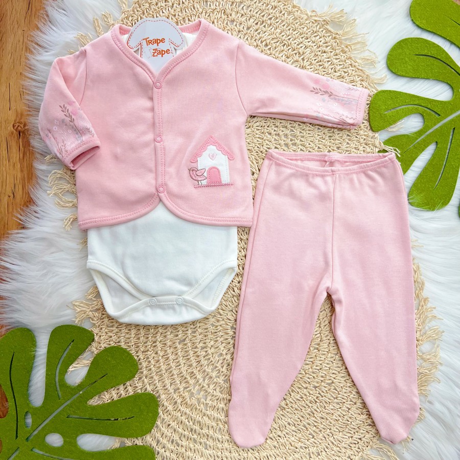 Conjunto de Malha 3 Peças - Passarinhos - Rose